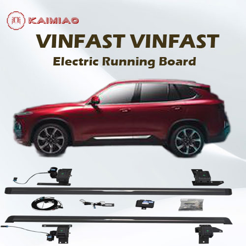 Non-skid tread and LED lighting for safety retractable running boards for Vinfast